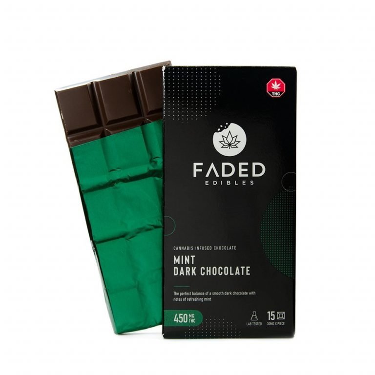 Faded cannabis Co. Mint Dark chocolate bar
