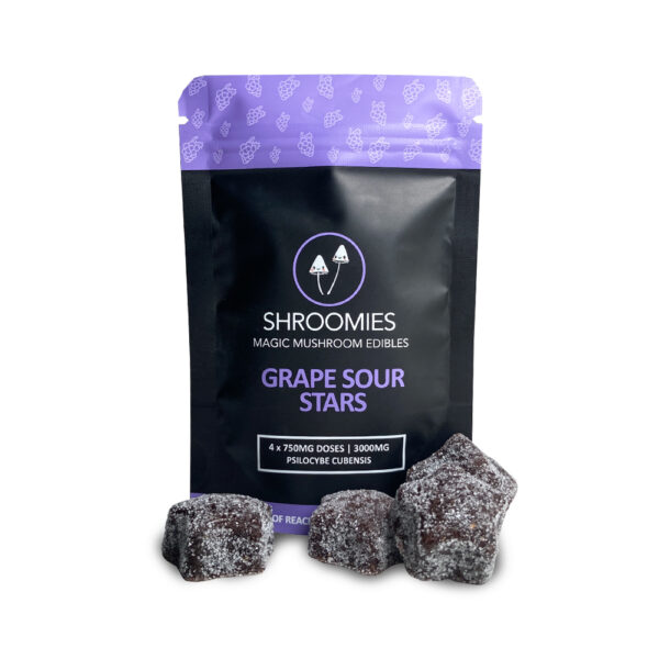 Shroomies grape sour stars gummies